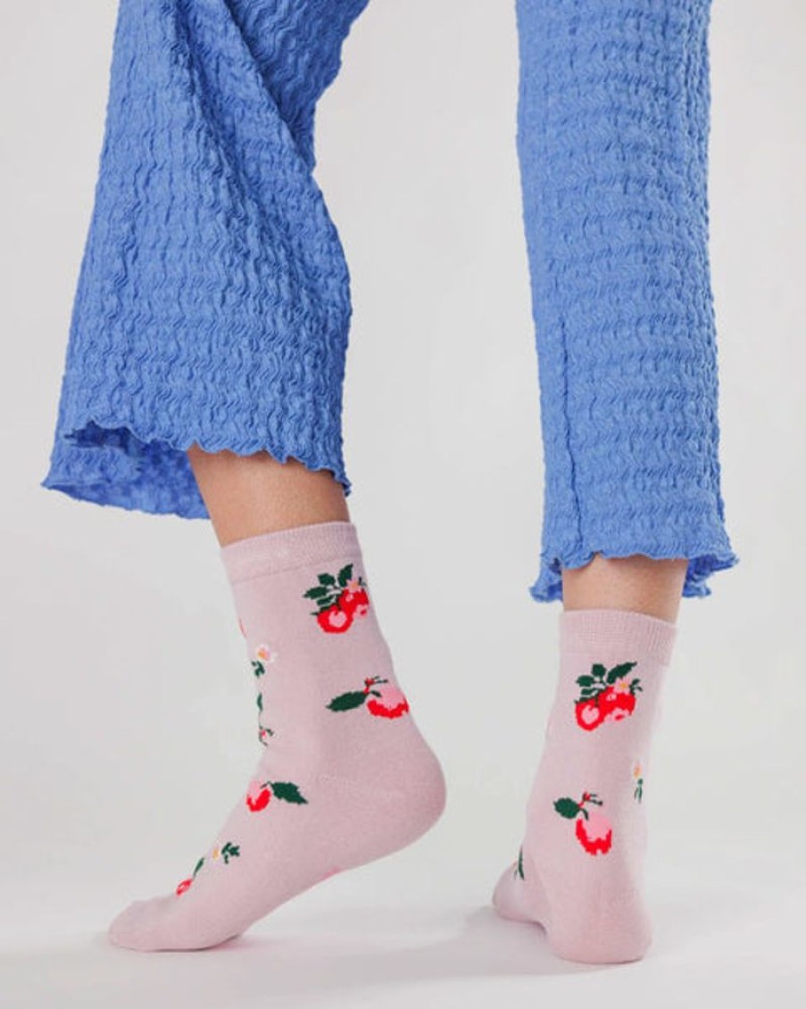 Accessories & Clothing Baggu | Baggu - Crew Sock - Needlepoint Apple