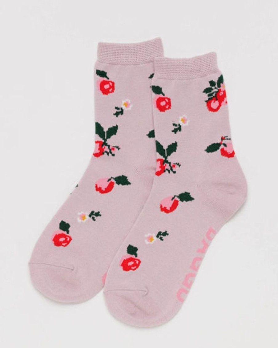 Accessories & Clothing Baggu | Baggu - Crew Sock - Needlepoint Apple