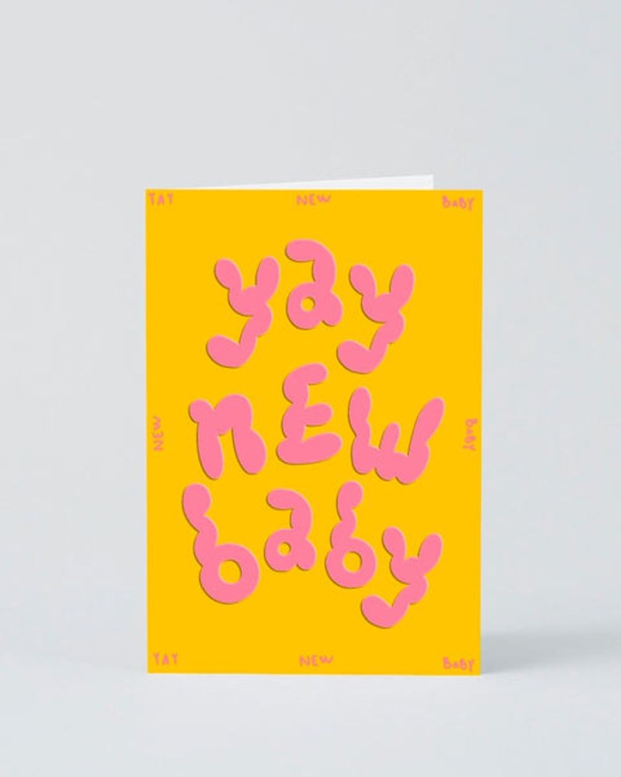 Cards Wrap | Wrap - Embossed Greetings Card - 'Yay New Baby'