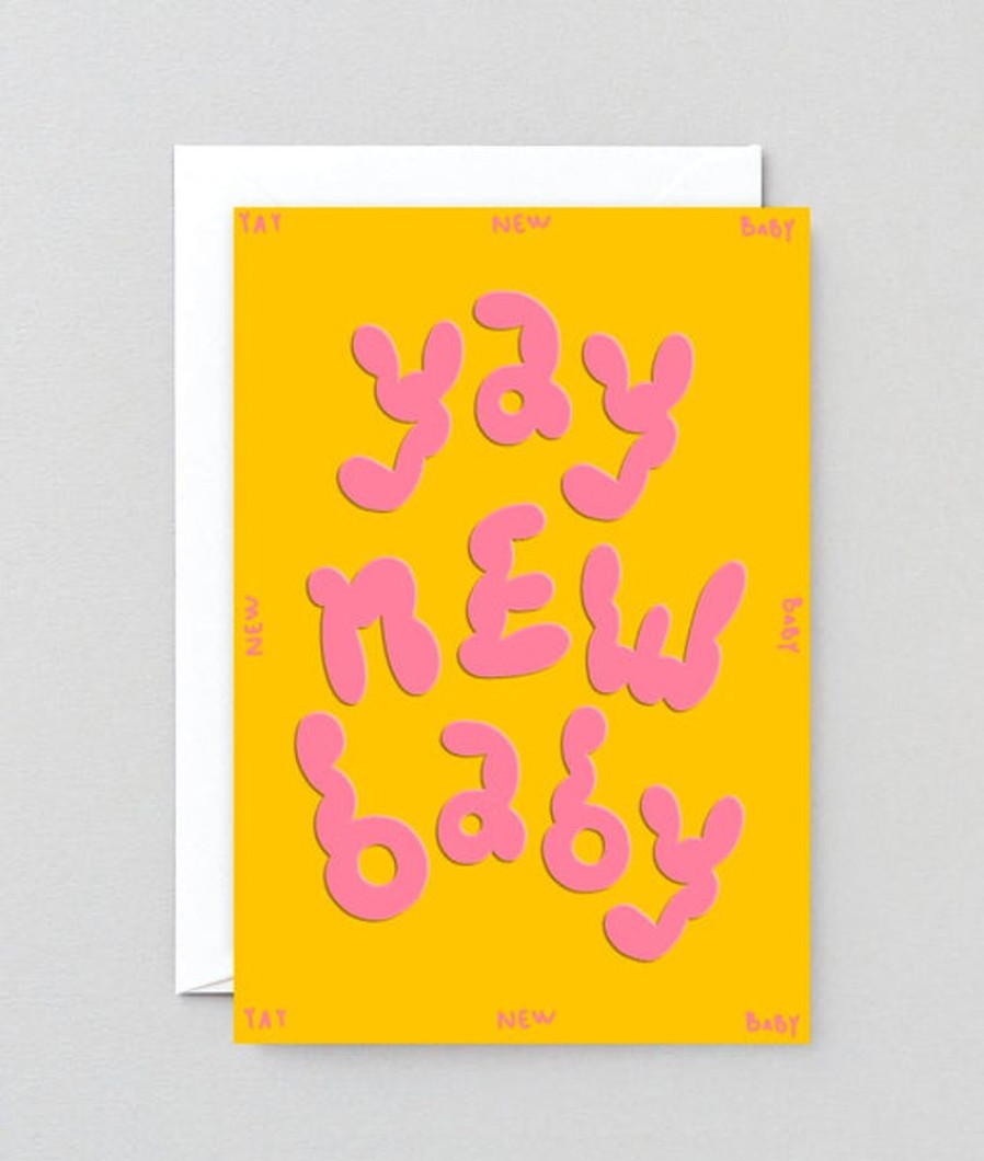 Cards Wrap | Wrap - Embossed Greetings Card - 'Yay New Baby'