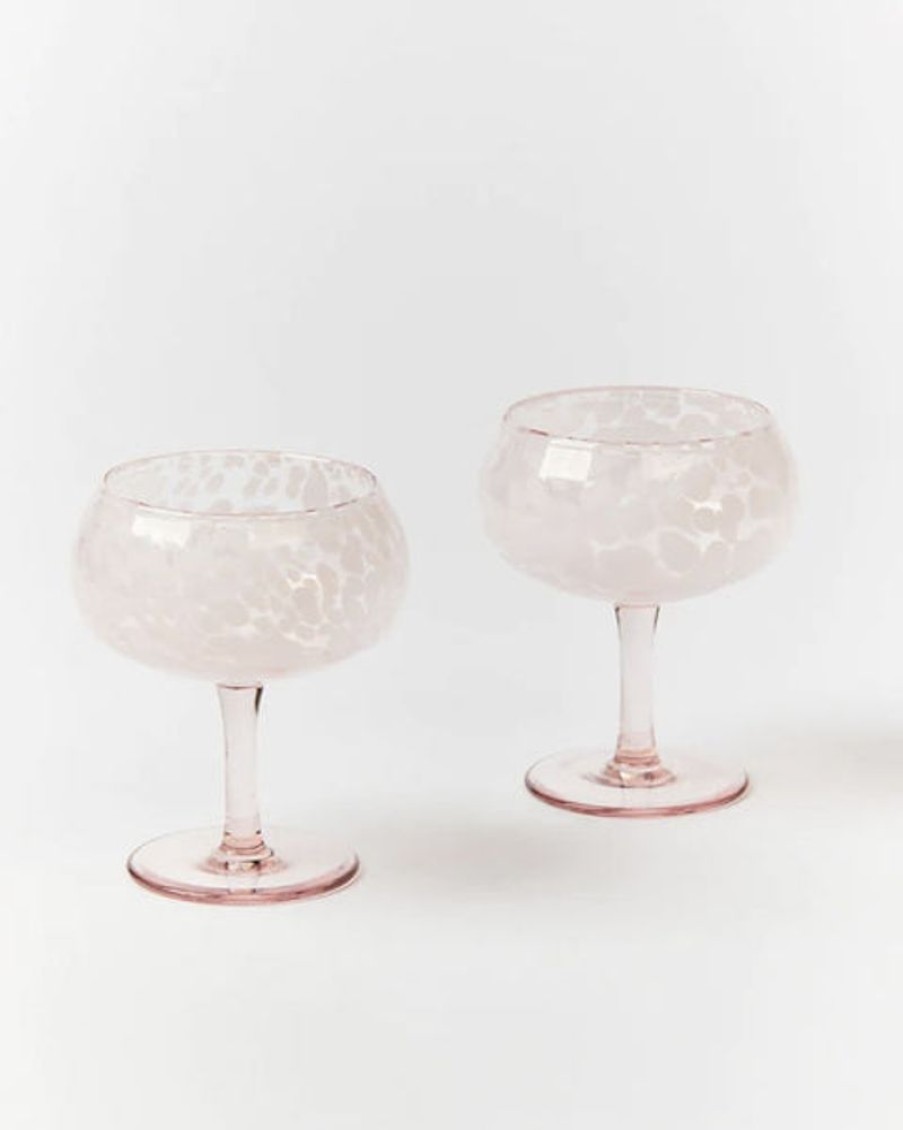 Tableware Bonnie and Neil | Bonnie And Neil - Glass Coupe Dots Pink (Set Of 2)