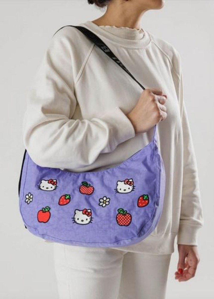 Accessories & Clothing Baggu | Baggu - Medium Nylon Crescent Bag - Embroidered Hello Kitty