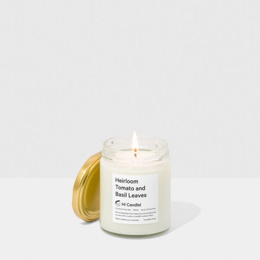 Scent & Care Hi Candle! | Hi Candle! - Heirloom Tomato And Basil Leaves