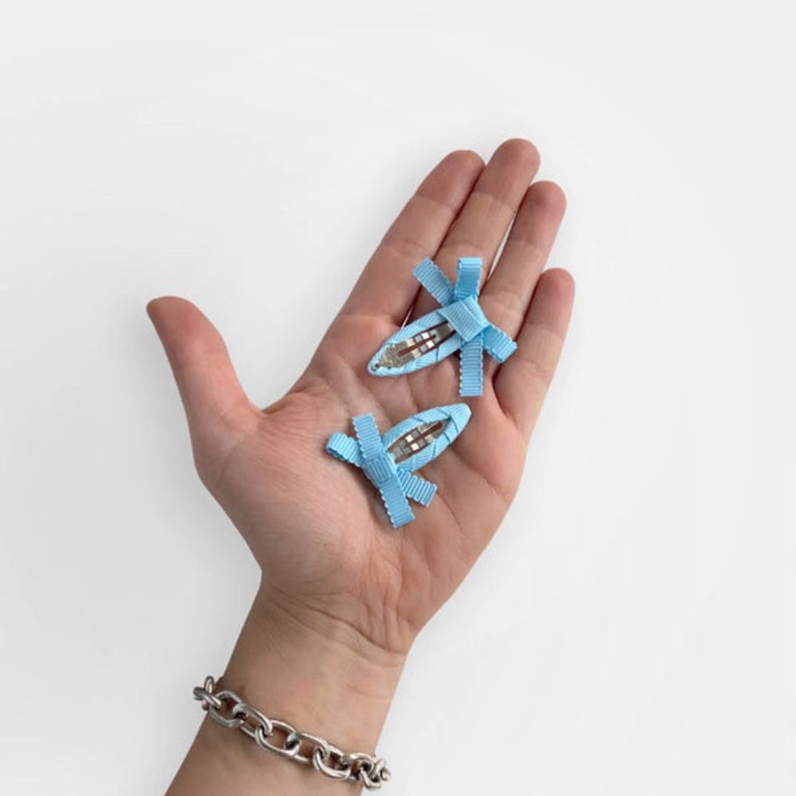 Accessories & Clothing Chunks | Chunks - Mini Bow Snap Clips In Baby Blue