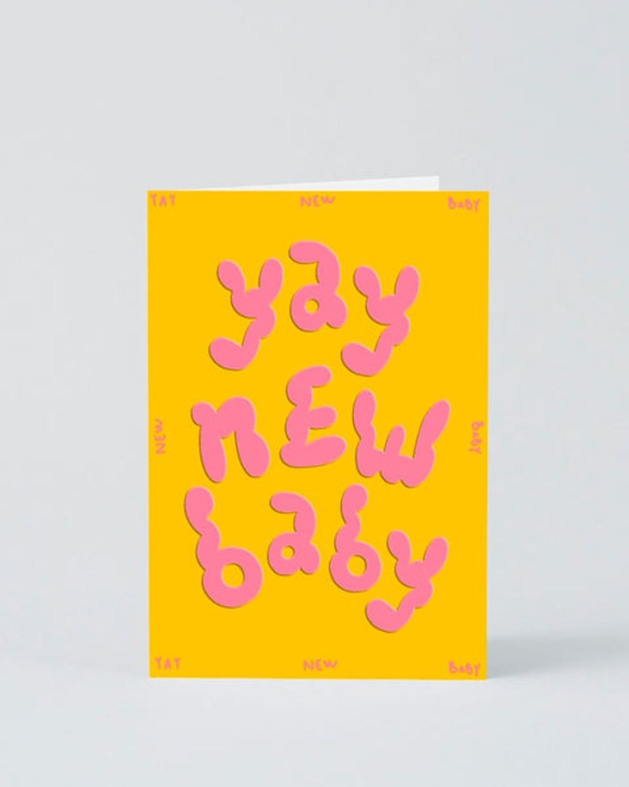 Cards Wrap | Wrap - Embossed Greetings Card - 'Yay New Baby'