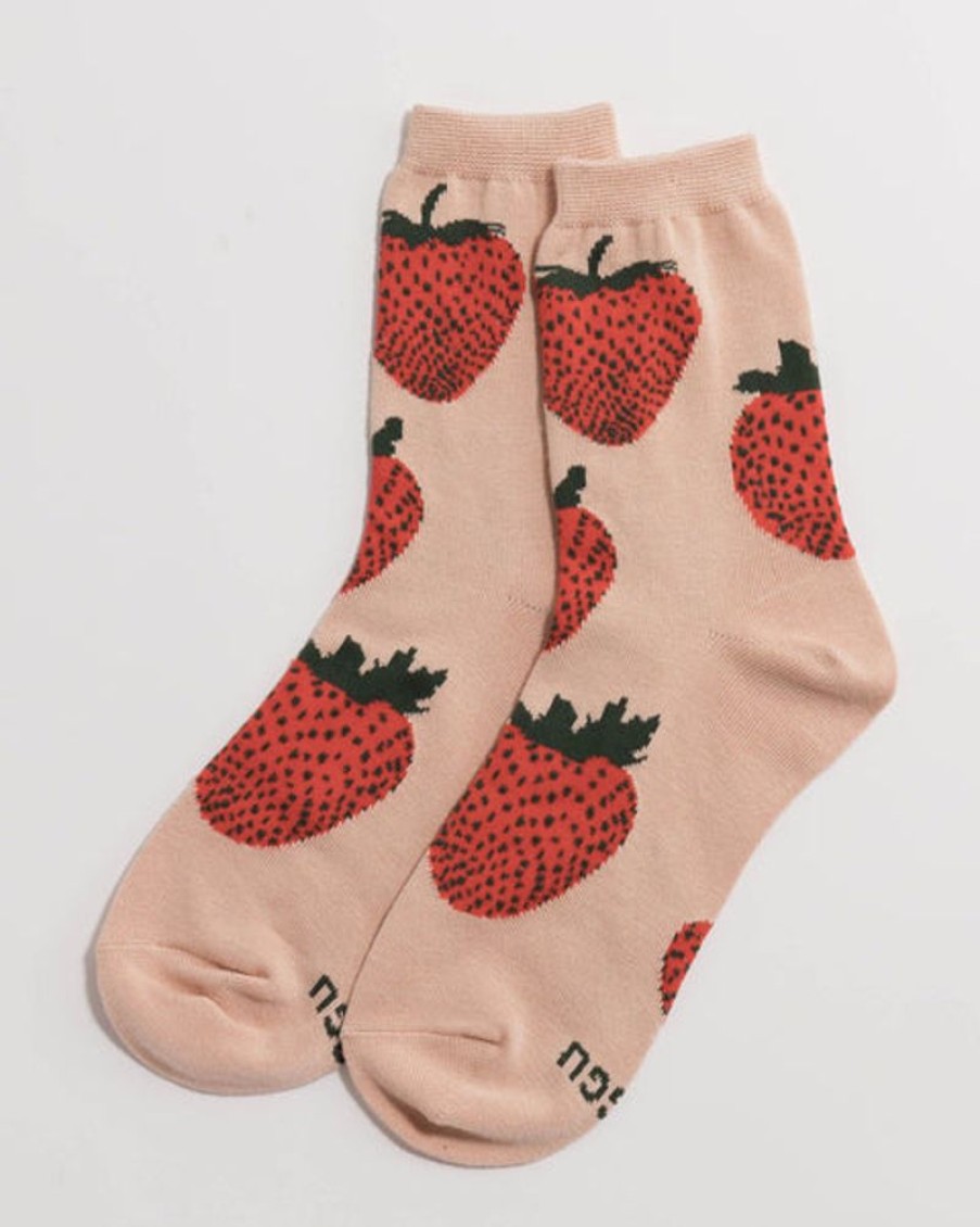 Accessories & Clothing Baggu | Baggu - Crew Sock - Strawberry