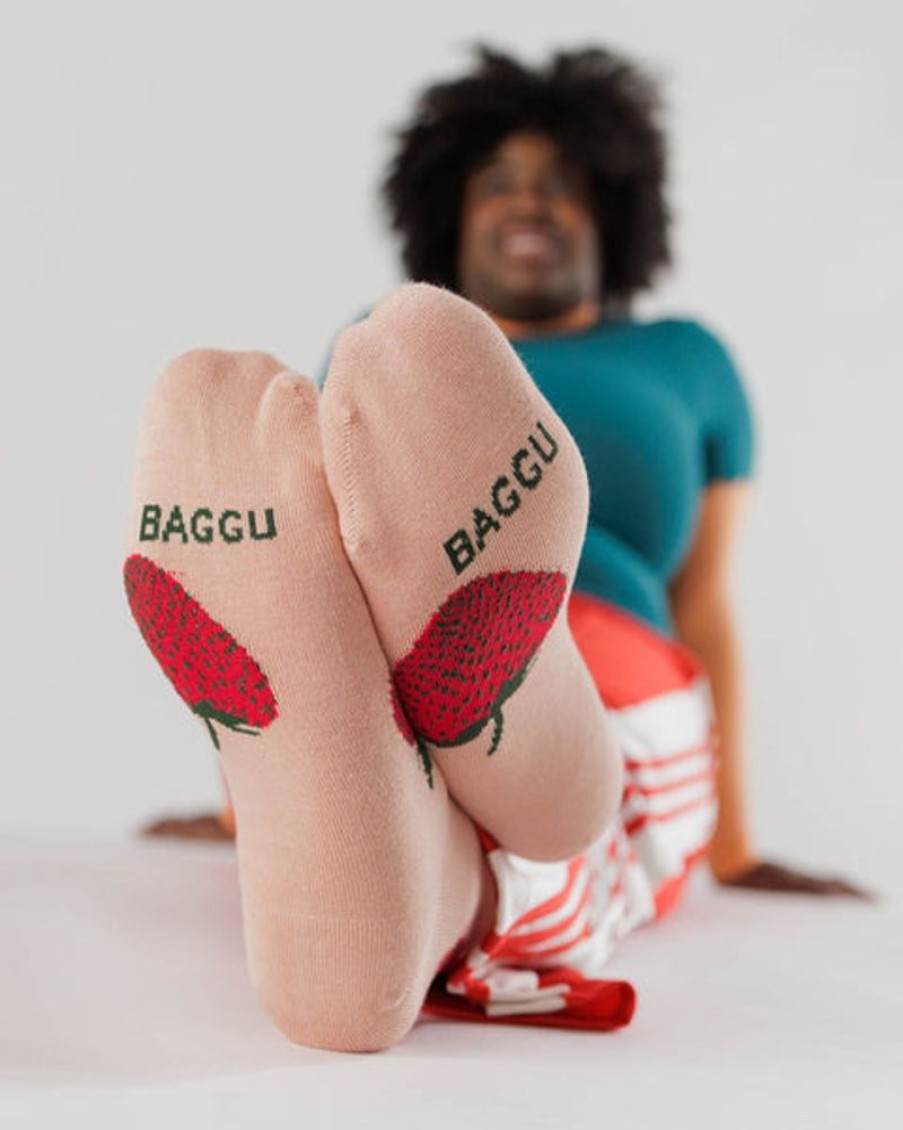 Accessories & Clothing Baggu | Baggu - Crew Sock - Strawberry