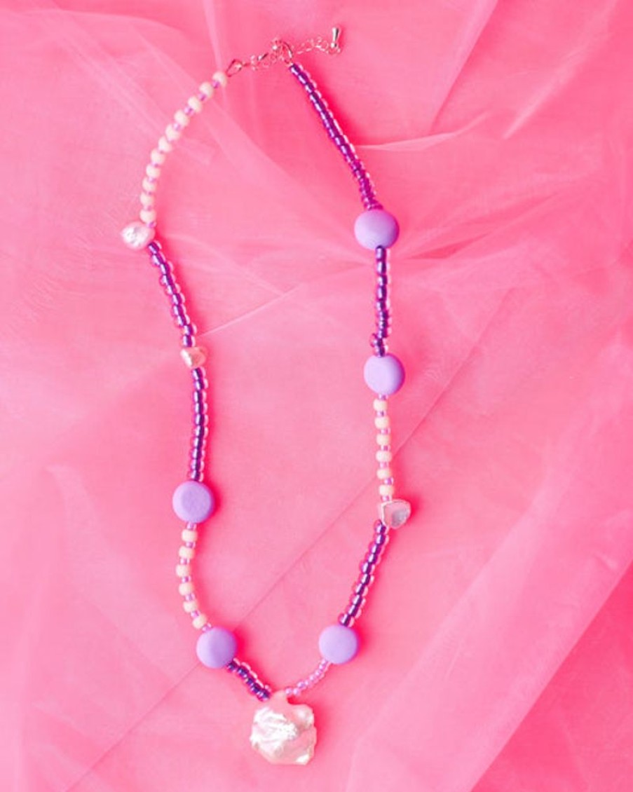 Jewellery Emily Green | Emily Green - Glass + Clay Necklace - Lilac