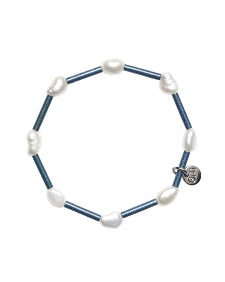 Jewellery Bianca Mavrick | Bianca Mavrick - Stretchy Pearly Bracelet (Metallic Blue)