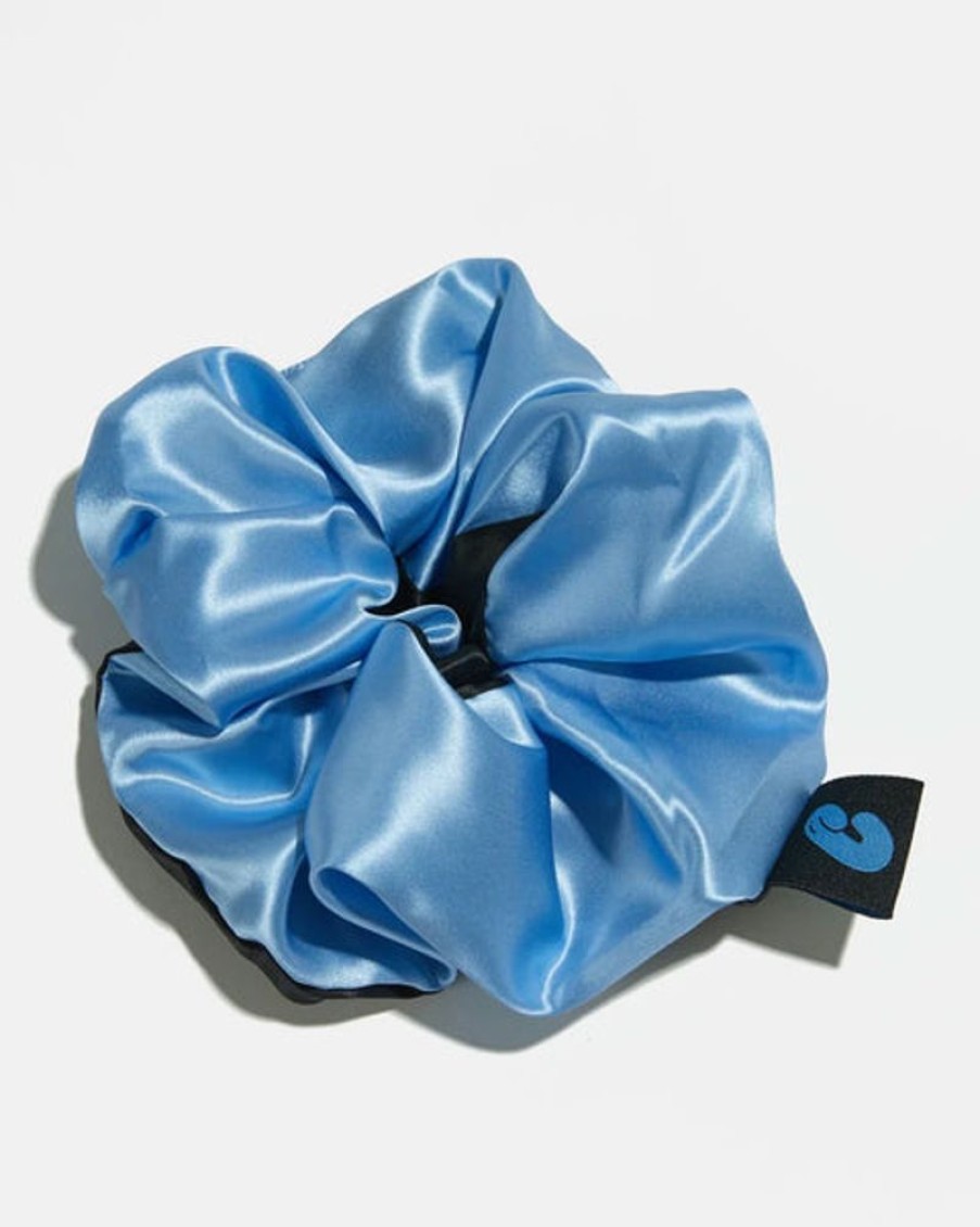 Accessories & Clothing Chunks | Chunks - Large Silk Scrunchie In Black & Blue