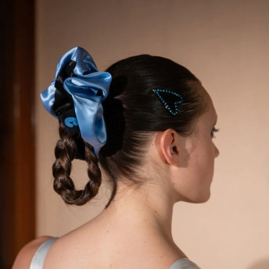 Accessories & Clothing Chunks | Chunks - Large Silk Scrunchie In Black & Blue