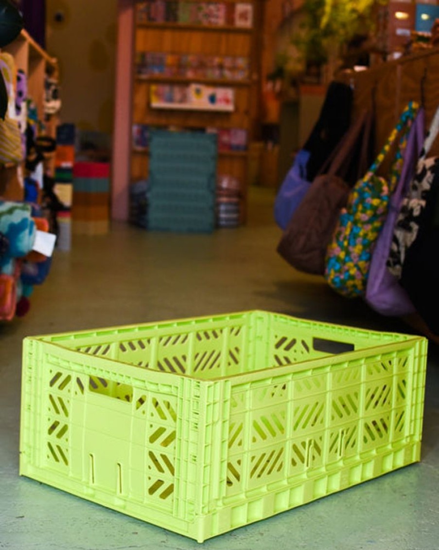 Home Decor NOAM | Ay-Kasa Foldable Crates - Maxi - Lime Green *Pick Up Only*