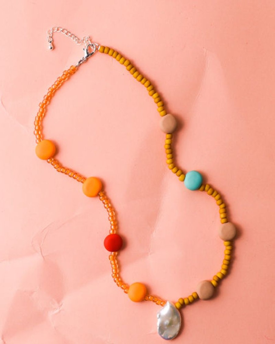 Jewellery Emily Green | Emily Green - Glass + Clay Necklace - Mango