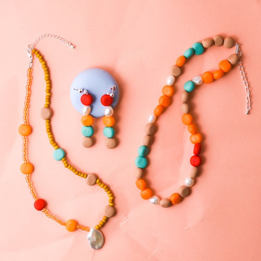 Jewellery Emily Green | Emily Green - Glass + Clay Necklace - Mango