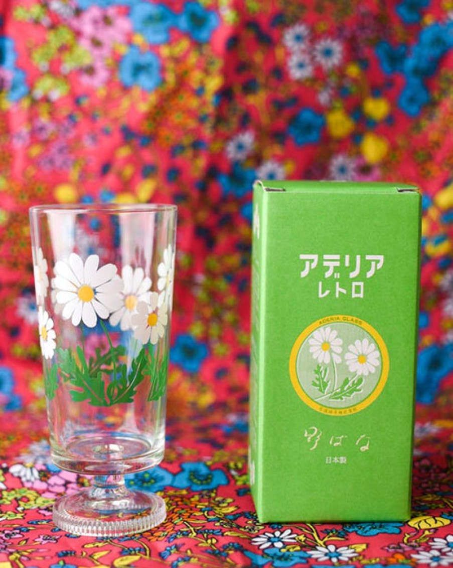 Tableware Aderia | Aderia - Retro Glass Tumbler With Stem - Wildflowers