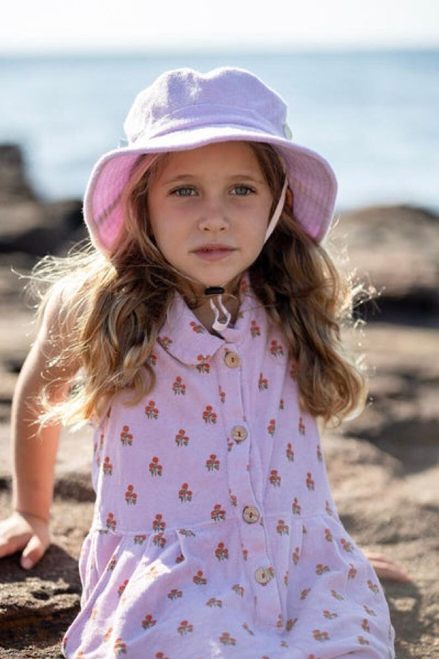 Kids & Babies Acorn kids | Acorn Kids - Lavender Terry Towelling Bucket Hat