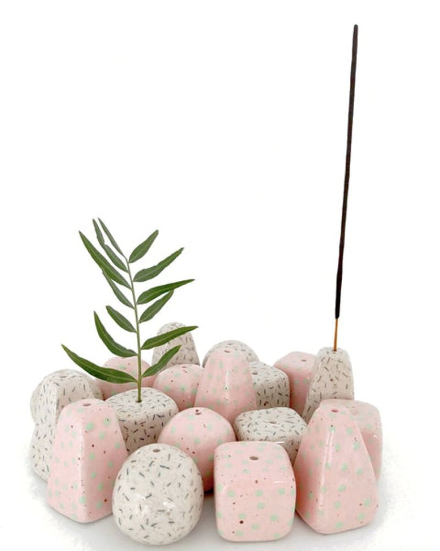 Scent & Care Julie B | Julie B Ceramics - Incense/Stem Holder- Pyramid - Dash - Natural Clay"