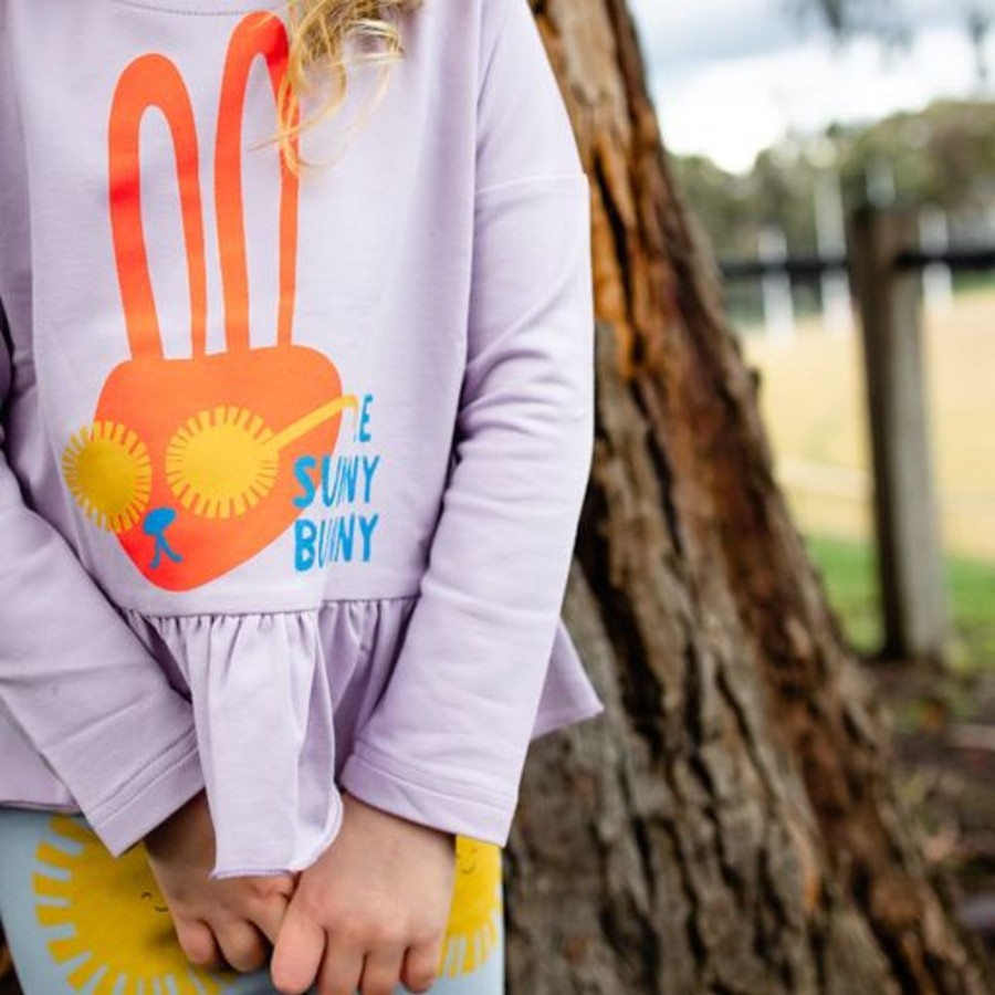 Kids & Babies Olive and The Captain | Olive And The Captain - Sunny Bunny Boxy Long Sleeve Tee