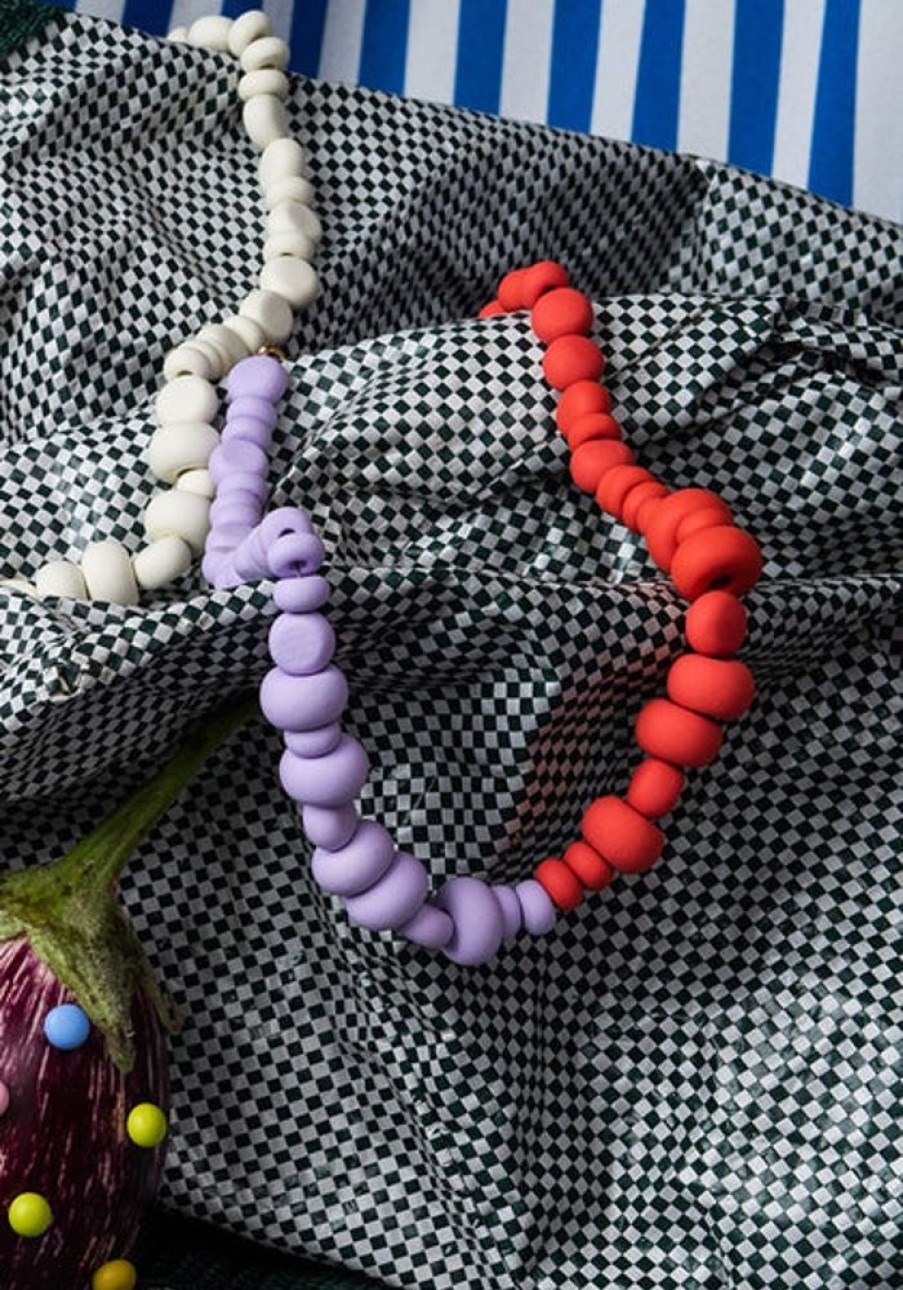 Jewellery Emily Green | Emily Green Splits Beaded Necklace - Lilac And Paprica