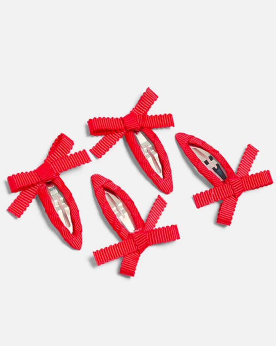 Accessories & Clothing Chunks | Chunks - Mini Bow Snap Clips - Cherry