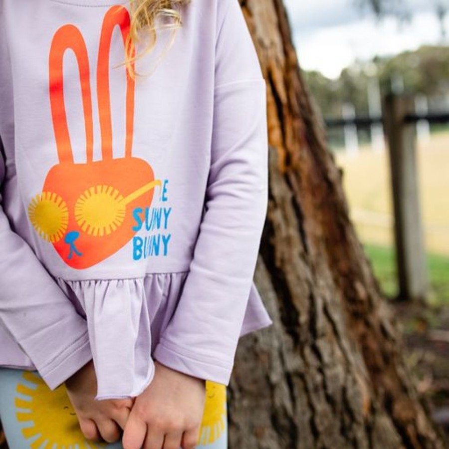 Kids & Babies Olive and The Captain | Olive And The Captain - Sunny Bunny Boxy Long Sleeve Tee