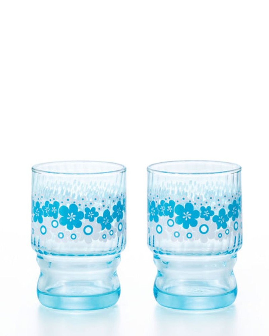 Tableware Aderia | Aderia Retro - Set Of 2 Blue Flower Tumblers