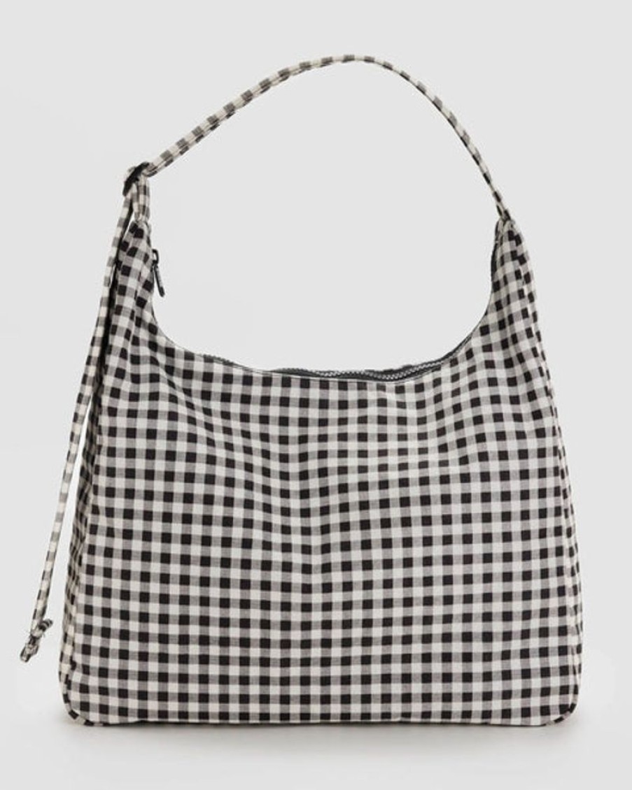 Accessories & Clothing Baggu | Baggu - Nylon Shoulder Bag - Black And White Gingham